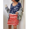 Ekouaer Cotton Nightgowns for Women Oversized Sleep Shirt Tshirt Night Gown(Us Flag)
