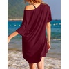 Ekouaer Cotton Nightgowns for Women Oversized Sleep Shirt Tshirt Night Gown(Wine Red)