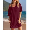 Ekouaer Cotton Nightgowns for Women Oversized Sleep Shirt Tshirt Night Gown(Wine Red)