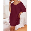 Ekouaer Cotton Nightgowns for Women Oversized Sleep Shirt Tshirt Night Gown(Wine Red)
