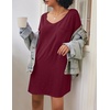 Ekouaer Cotton Nightgowns for Women Oversized Sleep Shirt Tshirt Night Gown(Wine Red)