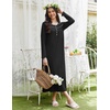 Ekouaer Long Sleeve Nightgowns for Women Sleep Shirt Henley Sleep Dress(Black)