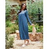 Ekouaer Long Sleeve Nightgowns for Women Sleep Shirt Henley Sleep Dress(Blue Dog Footprints)