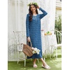 Ekouaer Long Sleeve Nightgowns for Women Sleep Shirt Henley Sleep Dress(Blue Dog Footprints)