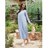 Ekouaer Long Sleeve Nightgowns for Women Sleep Shirt Henley Sleep Dress(Blue Floral)