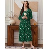 Ekouaer Long Sleeve Nightgowns for Women Sleep Shirt Henley Sleep Dress(Christmas Green)