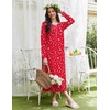 Ekouaer Long Sleeve Nightgowns for Women Sleep Shirt Henley Sleep Dress(Christmas Red)