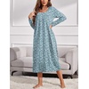 Ekouaer Long Sleeve Nightgowns for Women Sleep Shirt Henley Sleep Dress(Green)