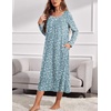Ekouaer Long Sleeve Nightgowns for Women Sleep Shirt Henley Sleep Dress(Green)
