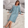 Ekouaer Long Sleeve Nightgowns for Women Sleep Shirt Henley Sleep Dress(Green)