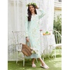 Ekouaer Long Sleeve Nightgowns for Women Sleep Shirt Henley Sleep Dress(Light Blue Floral)