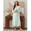 Ekouaer Long Sleeve Nightgowns for Women Sleep Shirt Henley Sleep Dress(Light Blue Floral)