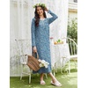 Ekouaer Long Sleeve Nightgowns for Women Sleep Shirt Henley Sleep Dress(Navy Floral)