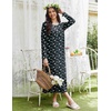 Ekouaer Long Sleeve Nightgowns for Women Sleep Shirt Henley Sleep Dress(Navy Florals)