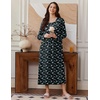 Ekouaer Long Sleeve Nightgowns for Women Sleep Shirt Henley Sleep Dress(Navy Florals)