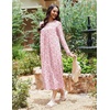 Ekouaer Long Sleeve Nightgowns for Women Sleep Shirt Henley Sleep Dress(Pink Floral)