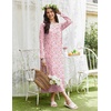Ekouaer Long Sleeve Nightgowns for Women Sleep Shirt Henley Sleep Dress(Pink Floral)