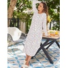 Ekouaer Long Sleeve Nightgowns for Women Sleep Shirt Henley Sleep Dress(Pink Flowers)