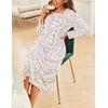 Ekouaer Long Sleeve Nightgowns for Women Sleep Shirt Henley Sleep Dress(Pink Flowers)