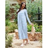 Ekouaer Long Sleeve Nightgowns for Women Sleep Shirt Henley Sleep Dress(Sky Blue Floral)