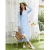 Ekouaer Long Sleeve Nightgowns for Women Sleep Shirt Henley Sleep Dress(Sky Blue Floral)
