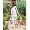 Ekouaer Long Sleeve Nightgowns for Women Sleep Shirt Henley Sleep Dress(White Purple Flower)
