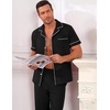 Ekouaer Men’s Cotton Pajama Set Short Sleeve Button Down Sleepwear Pjs(Black)