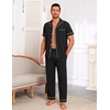 Ekouaer Men’s Cotton Pajama Set Short Sleeve Button Down Sleepwear Pjs(Black)
