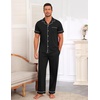 Ekouaer Men’s Cotton Pajama Set Short Sleeve Button Down Sleepwear Pjs(Black)