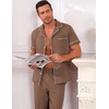 Ekouaer Men’s Cotton Pajama Set Short Sleeve Button Down Sleepwear Pjs(Brown)
