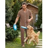 Ekouaer Men’s Cotton Pajama Set Short Sleeve Button Down Sleepwear Pjs(Brown)
