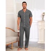 Ekouaer Men’s Cotton Pajama Set Short Sleeve Button Down Sleepwear Pjs(Dark Gray)
