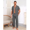 Ekouaer Men’s Cotton Pajama Set Short Sleeve Button Down Sleepwear Pjs(Dark Gray)
