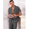 Ekouaer Men’s Cotton Pajama Set Short Sleeve Button Down Sleepwear Pjs(Dark Gray)