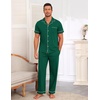 Ekouaer Men’s Cotton Pajama Set Short Sleeve Button Down Sleepwear Pjs(Evergreen)