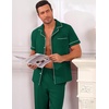 Ekouaer Men’s Cotton Pajama Set Short Sleeve Button Down Sleepwear Pjs(Evergreen)