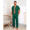 Ekouaer Men’s Cotton Pajama Set Short Sleeve Button Down Sleepwear Pjs(Evergreen)
