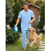 Ekouaer Men’s Cotton Pajama Set Short Sleeve Button Down Sleepwear Pjs(Light Blue)