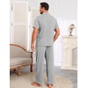 Ekouaer Men’s Cotton Pajama Set Short Sleeve Button Down Sleepwear Pjs(Light Gray)