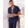 Ekouaer Men’s Cotton Pajama Set Short Sleeve Button Down Sleepwear Pjs(Navy Blue)