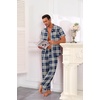 Ekouaer Men’s Cotton Pajama Set Short Sleeve Button Down Sleepwear Pjs(Plaid/Blue Grey)