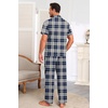 Ekouaer Men’s Cotton Pajama Set Short Sleeve Button Down Sleepwear Pjs(Plaid/Blue Grey)