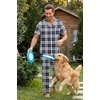 Ekouaer Men’s Cotton Pajama Set Short Sleeve Button Down Sleepwear Pjs(Plaid/Blue Grey)