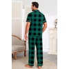 Ekouaer Men’s Cotton Pajama Set Short Sleeve Button Down Sleepwear Pjs(Plaid/Green and Black)