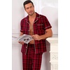 Ekouaer Men’s Cotton Pajama Set Short Sleeve Button Down Sleepwear Pjs(Plaid/Red and Black)