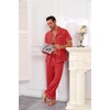 Ekouaer Men’s Cotton Pajama Set Short Sleeve Button Down Sleepwear Pjs(Red)