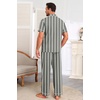 Ekouaer Men’s Cotton Pajama Set Short Sleeve Button Down Sleepwear Pjs(Striped/Dark Grey & Apricot)
