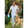 Ekouaer Men’s Cotton Pajama Set Short Sleeve Button Down Sleepwear Pjs(Striped/White & Blue)