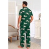 Ekouaer Men’s Cotton Pajama Set Short Sleeve Button Down Sleepwear Pjs(Tiger/Green)