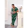 Ekouaer Men’s Cotton Pajama Set Short Sleeve Button Down Sleepwear Pjs(Tiger/Green)